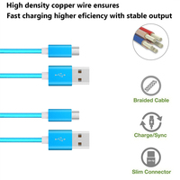 Kabel Data Pengisian Daya USB Mikro Berbahan Nilon Berkualitas Tinggi Universal Harga Terjangkau untuk Ponsel Android & Komputer