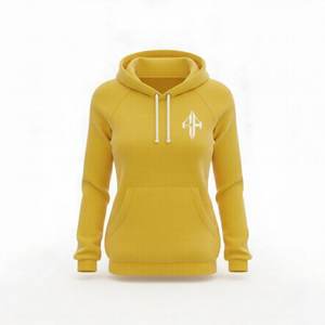 Sudadera con Capucha Informal de Invierno para Mujer, de Primera Calidad, Amarilla, Regular, 100% Algodón, Felpa, 300g, Secado Rápido, Transpirable - Product Image 1