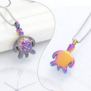 Colorful Custom Sea Turtle Cremation Jewelry Urn Necklace for <b>Ashes</b> Turtle Funeral <b>Keepsake</b> Memorial Urn Pendant for Human Size - Product Image 3