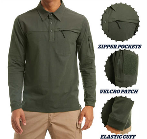 T-shirt de tir tactique respirant pour homme, manches longues, 100 % coton, séchage rapide, léger, anti-humidité, pour la chasse en extérieur - Product Image 2