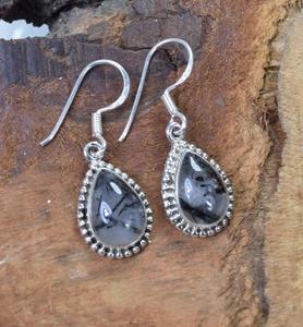 Simple Girl Handmade Black Rutile Gemstone 925 Solid Sterling Silver Dangle Boucles d'oreilles avec 925 Stamp Fine Jewelry for Women - Product Image 3