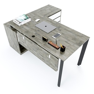 Executive 160x140cm Trian System <b>Desk</b> with Luxury Contemporary Design <b>Solid</b> <b>Wood</b> L-Shaped Tabletop Triangular Iron Legs HBTA021 - Product Image 1