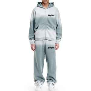 ชุดวอร์มกางเกงขาบานแบบเรียงซ้อนกันผ้าเกล็ดปลาเนื้อผ้าเทอร์รี่ซีดจางมีซิปมีฮู้ดชุดวอร์มผ้าฝ้าย100% ระบายอากาศได้ดีสำหรับฤดูหนาว - Product Image 3