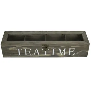 Caja de té hecha a mano de madera de alta calidad, soporte de bolsa de té duradero en forma cuadrada para cocina, hotel, hogar y oficina - Product Image 2