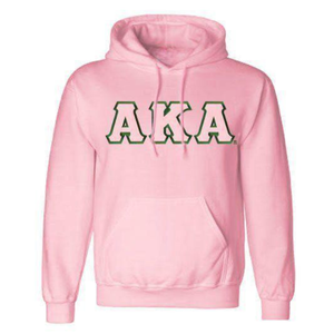 AKA Hooded Sweatshirt Twill <b>Lettered</b> Pullover Hoodie Premium Fleece Custom Greek Sorority Apparel <b>Light</b> Pink Twill - Product Image 1