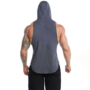 เสื้อมีฮู้ดแขนกุดสำหรับผู้ชายแนวสตรีทเสื้อมีฮู้ดแขนกุดเข้ารูปในยิมทันสมัย - Product Image 2