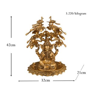 รูปปั้นเทพเจ้ารูปนกยูงพระพิฆเนศ,ต้นไม้มงคลทำมือเสริมฮวงจุ้ยสำหรับตกแต่งบ้านออฟฟิศ - Product Image 2