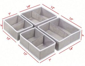 2025 New Style Foldable Nonwoven Fabric Cloth 4 Piece Set <b>Underwear</b> <b>Storage</b> Box with Dividers in <b>Storage</b> Boxes Bins - Product Image 6