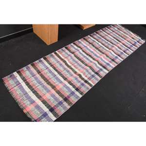 Alfombra de lana de retazos rosa y blanca moderna, alfombra turca de tejido plano de 2,1x6,4 pies para decoraciones de sala de estar - Product Image 2