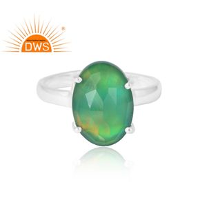 Anillo de piedras preciosas de ópalo verde Aurora Natural de Plata de Ley 925, joyería personalizada para mujer, regalo para ella - Product Image 3