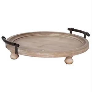 ถาดไม้มะม่วงพร้อมที่จับโลหะและขาสำหรับเสิร์ฟเครื่องดื่มอาหารเย็นและของตกแต่ง - Product Image 5