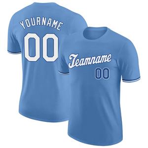 Wholesale sportswear apparel industry Custom Light Blue <b>White</b>-Royal Performance T-<b>Shirt</b> - Product Image 1
