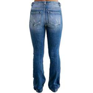 Custom Hot Selling Comfort <b>Stretch</b> Plus Size Women Jeans Women Ripped Bootcut Stretchy Mid Rise Flare Denim Jeans OEM Service - Product Image 5