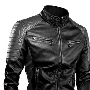 Veste en cuir pour homme de style motard, veste d'hiver, veste décontractée à revers, manteaux chauds pour tous les jours, utilisation en saison hivernale, veste en cuir pour homme - Product Image 3