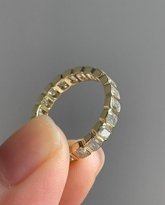 Conjunto de bisel de banda de boda Moissanite de corte esmeralda, banda de aniversario, eternidad completa a juego, banda de promesa apilable, regalo para el amor - Product Image 5