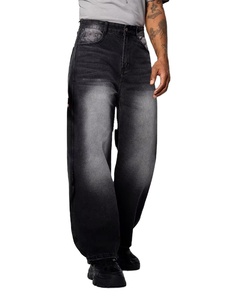 Custom Men's Mid Straight Baggy Jeans High Quality Distressed Wash Lightweight Denim Streetwear Casual All Autumn <b>Winter</b> Summer - Product Image 5