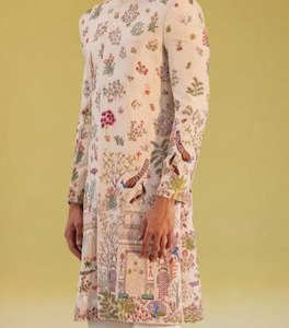 Embroidered Foux Georgette Fabrics Multi Colour Embroidered Work Use Sherwani Lahenga Fabrics Fancy Fabrics Width 54 Fancy Fab - Product Image 1