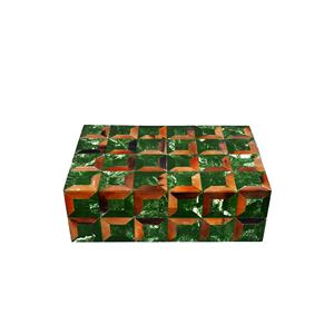 Boîte à bijoux de luxe en corne de bœuf et résine incrustée - Motif géométrique en mosaïque, style artisanal, boîte à souvenirs décorative, taille et couleur personnalisées - Product Image 2