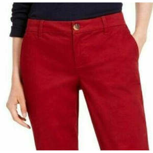 Pantaloni da donna Tommy Hilfiger a gamba dritta con cerniera, Rossi, Taglia 14 - Traspiranti, Formali, con Bottoni Decorati, Vita Elastica Media - Product Image 3