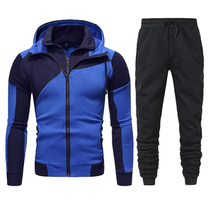 Men's Winter <b>Fleece</b> <b>Hoodie</b> Jogger Set Zipper Tracksuit with DTF DTG Screen and Digital Printing Sublimation in Solid Color - Product Image 4