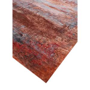 Tapis en laine et soie de bambou Kavi Red's Abstract Chaos Theory noué à la main 9x12 pour la décoration de salon d'adolescents, orange et rouge - Product Image 2