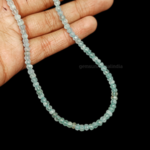 Collar de cuentas de Rondelle facetadas de Aguamarina, collar de cuentas de Aguamarina Natural para hacer joyas, collar delicado para mujer, VENTA - Product Image 6