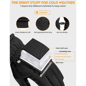Offre Spéciale hiver Sports de plein air gants chauffants doublure de ski chaude écran tactile gants électriques imperméables - Product Image 2