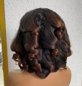 Ombre Brown Bouncy Pelucas de cabello humano rizado Raw Virgin Vietnamita Cabello humano 13x4 13x6 Peluca con malla frontal Precio al por mayor - Product Image 2