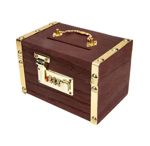 木制宝箱复古收纳盒带锁，钱箱海盗箱盖 (小)