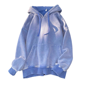 Fabricantes de ropa profesional, Sudadera con capucha desgastada con lavado ácido personalizado para hombre, ropa informal recortada cuadrada de gran tamaño para invierno - Product Image 2