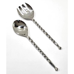 Ensemble de 2 couverts en acier inoxydable fourchette cuillère utilisée dans les ustensiles de cuisine de table maison couverts plaqués couleur argent poignée de conception antique - Product Image 1