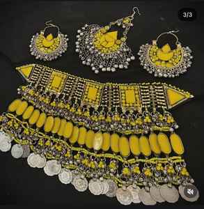 Fashionable Lightweight Afghan Kuchi Tribal Vintage Jewelry Sets Afghani Necklace Earrings for Adults <b>Wedding</b> <b>Anniversary</b> Gifts - Product Image 2