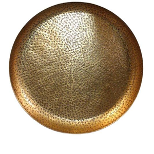 Venta al por mayor de fábrica, bandeja de servicio redonda martillada rústica, diseño indio, Metal, aluminio, latón, acabado antiguo para la decoración de la cocina del hogar - Product Image 4