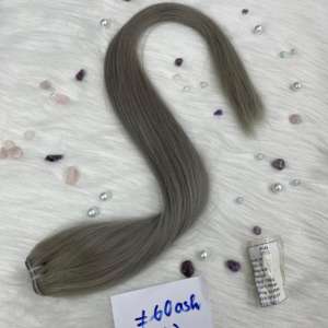 60 Ash Color 100 Grammes 100% Extensions de cheveux brésiliens vierges Cuticule alignée Lisse-Couleur de cheveux naturelle en gros pour Noël - Product Image 1
