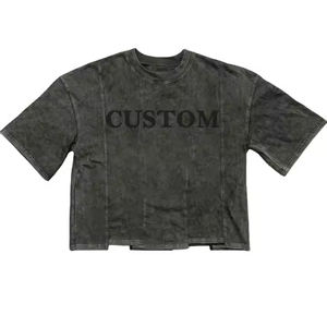 Camiseta Personalizada de Alta Calidad con Dobladillo Cóncavo, Estilo Urbano, Oversize, Vintage, Lavado Ácido, 100% Algodón Canvas, Transpirable, Corte Regular, 250 GSM - Product Image 1