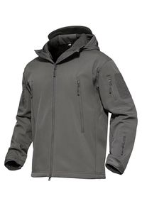 Men's Tactical <b>Fleece</b> Stand Collar Hooded Zipper Winter Waterproof Windproof Outdoor <b>Work</b> Jacket with Pockets Customizable Logo - Product Image 5