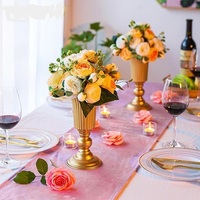 Support de fleurs de luxe en métal en forme de trompette, vase professionnel avec impression UV, centre de table pour événements, mariage, hôtel, anniversaire