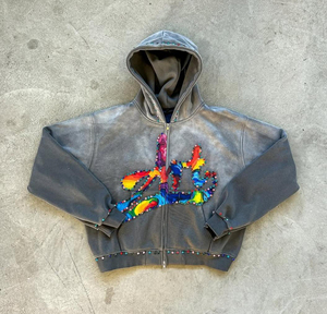 Streetwear Best Selling 100% Cotton Winter Rhinestone Hoodies Customized Design for Men in Stock - Product Image 4