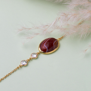 Bracelet en argent sterling 925 fait main pour femme, avec quartz œil de tigre et zircon cubique rond serti de 22 carats d'or, vente en gros turque - Product Image 2