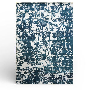 Tapis géométrique noué à la main, design moderne bleu ivoire, en laine de qualité supérieure, écologique, adapté aux animaux domestiques, tapis de luxe pour salon - Product Image 1