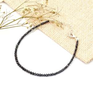 AAA+ Black Diamond <b>Bracelet</b> with 2.5-3MM Zircon <b>Ball</b> Beads - Product Image 4