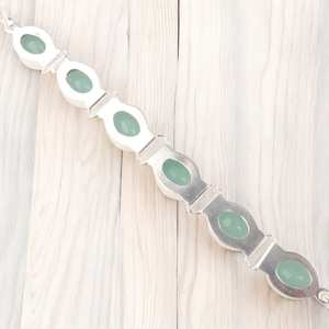 Aqua Chalcedony <b>Charm</b> <b>Bracelet</b> Handmade 925 Sterling <b>Silver</b> Zircon Oval Cut Luxury Jewelry for Women Anniversary Engagement - Product Image 2