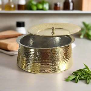 Pot de service en laiton durable pour la cuisine indienne pour servir de la nourriture avec une touche d'héritage et de style classique - Product Image 5
