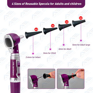 Fiber Optic Otoscope Stainless Steel Case Pocket Diagnostic Ear Infection Detector for Kids Adults Home Use Purple Lifetime - Product Image 2