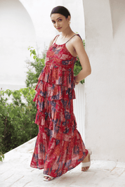 Mohana เดรสมิดิยาวคลุมเข่าลายลูกไม้น่ารักชุดใส่ไปทะเลมีซับในผ้าย่น - Product Image 4