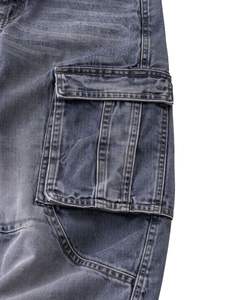 Manufacturer <b>Women</b> Dark <b>Grey</b> <b>Cargo</b> Jeans Wide Leg Denim Pants Streetwear Baggy Fit Multi Pocket Vintage Washed Fashion Trousers - Product Image 5