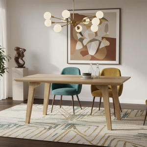 Table à manger en bois moderne avec des pieds angulaires élégants, finition naturelle lisse, construction robuste et élégance artisanale intemporelle - Product Image 2