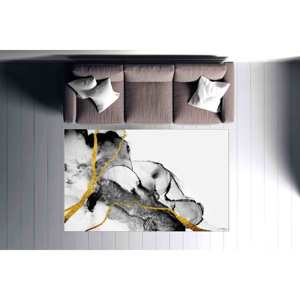 Tapis en marbre de luxe : noir, blanc et or, tapis antidérapant, tapis doux non tissé - Product Image 2