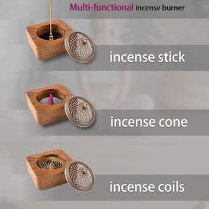 เตาเผากำยานไม้ทรงสี่เหลี่ยมทำมือสุดหรู พร้อมฝาปิดโลหะโบราณ เตาเผากำยานบาคูร์ระดับพรีเมียมสำหรับตกแต่งบ้านสไตล์ตะวันออกกลาง - Product Image 4