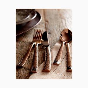 New Rose <b>Gold</b> Luxury Portugal Cutlery Set with Dark Hammered Design Rose <b>Gold</b> Handle Utensil Cutlery Set - Product Image 1